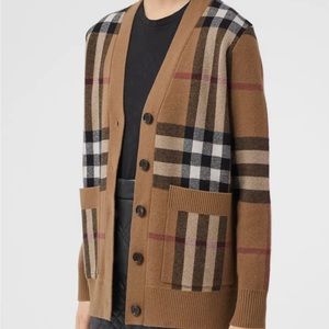 Burberry Check Wool and Cashmere Jacquard Cardigan S